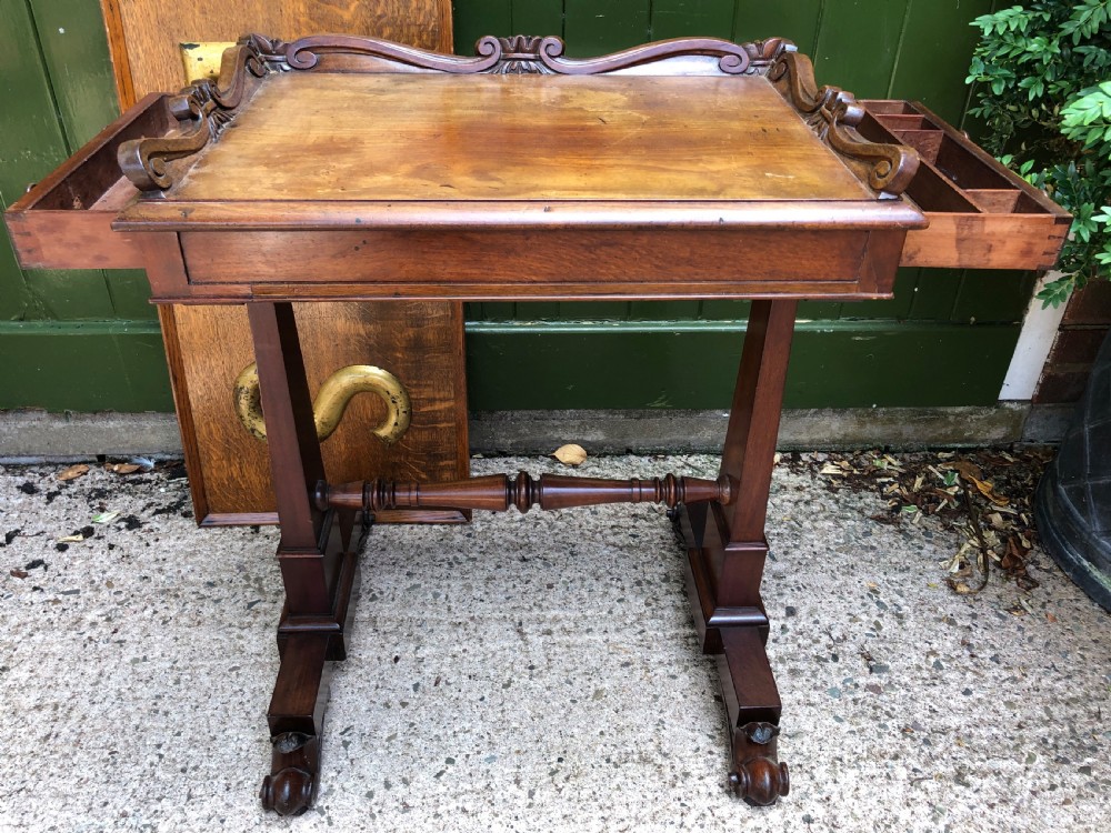 Early C19th George IV period mahogany writing or drawing table of Gillows design  View VII