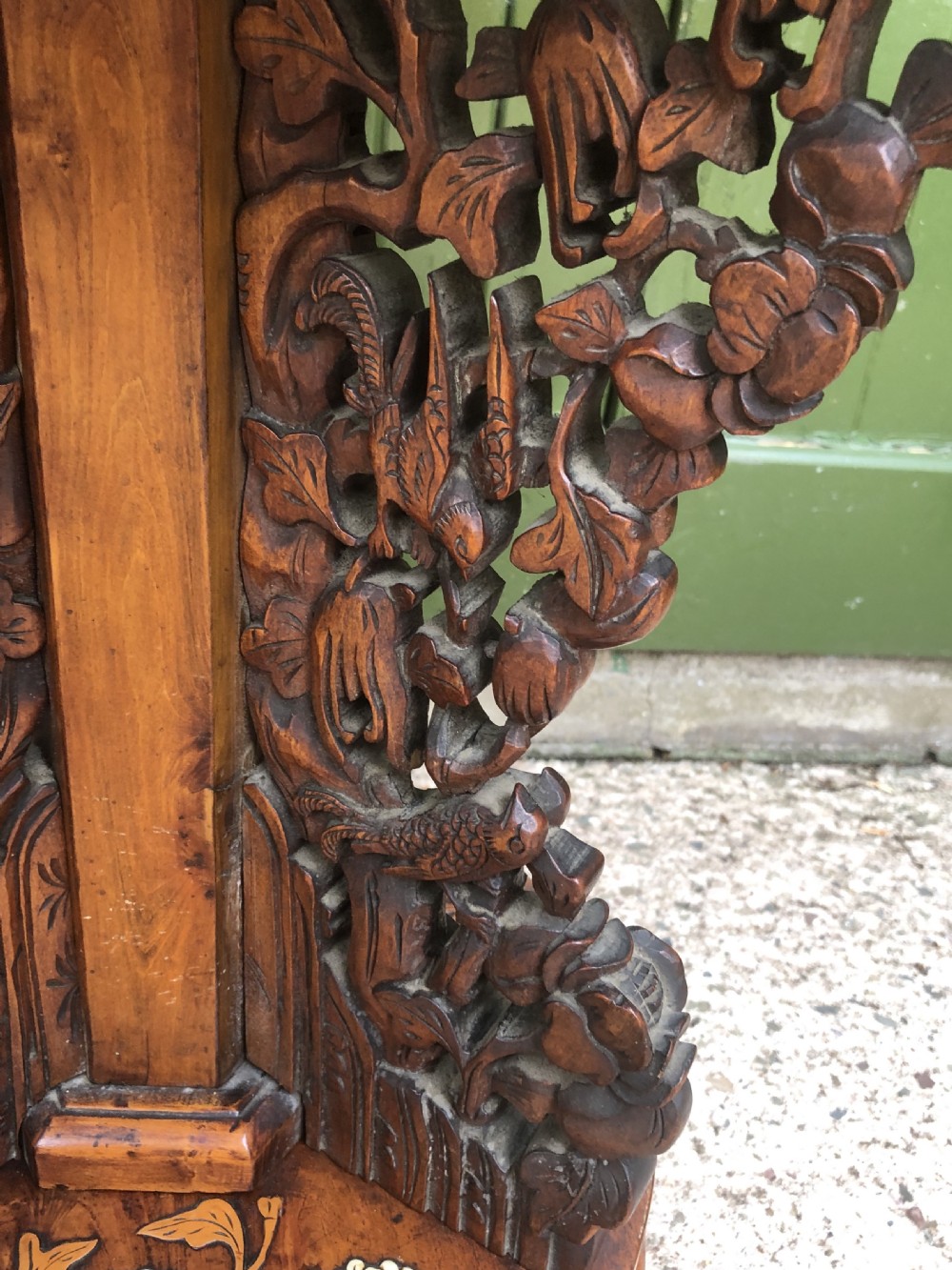 C19th Chinese hardwood circular occasional table with ivory and boxwood inlay. View IV
