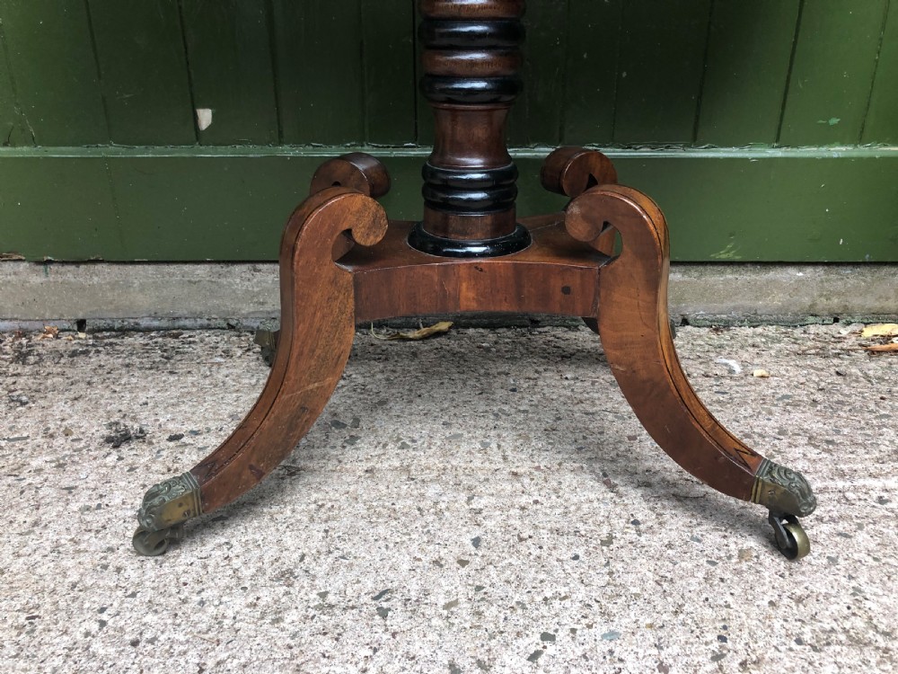 Early C19th Regency period mahogany and ebony string-inlaid fold-over card or games  table . View VI