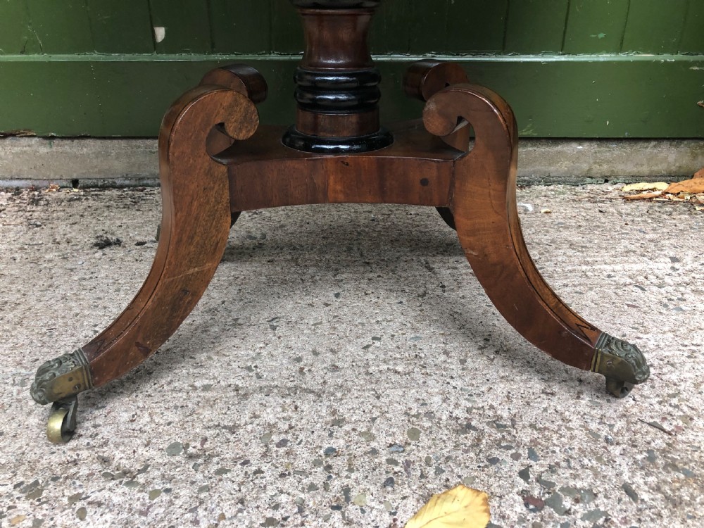 Early C19th Regency period mahogany and ebony string-inlaid fold-over card or games  table . View XII