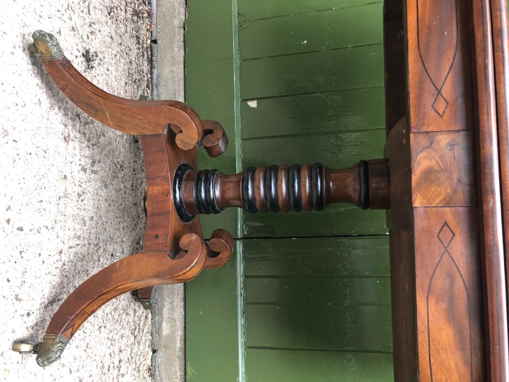Early C19th Regency period mahogany and ebony string-inlaid fold-over card or games  table . View XIX
