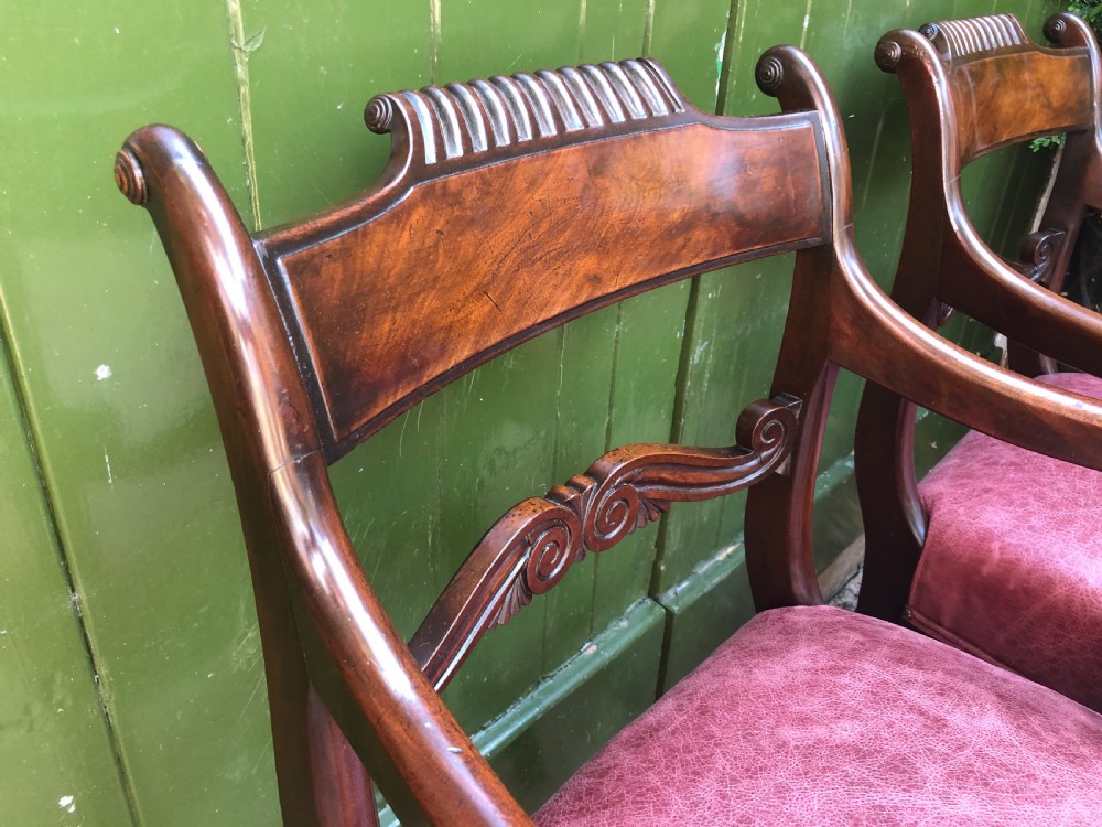 Pair of early C19th Regency period mahogany library ,desk or office armchairs. View III