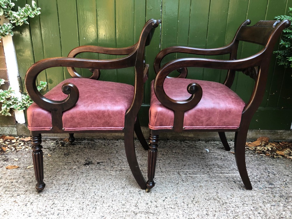 Pair of early C19th Regency period mahogany library ,desk or office armchairs. View XVIII