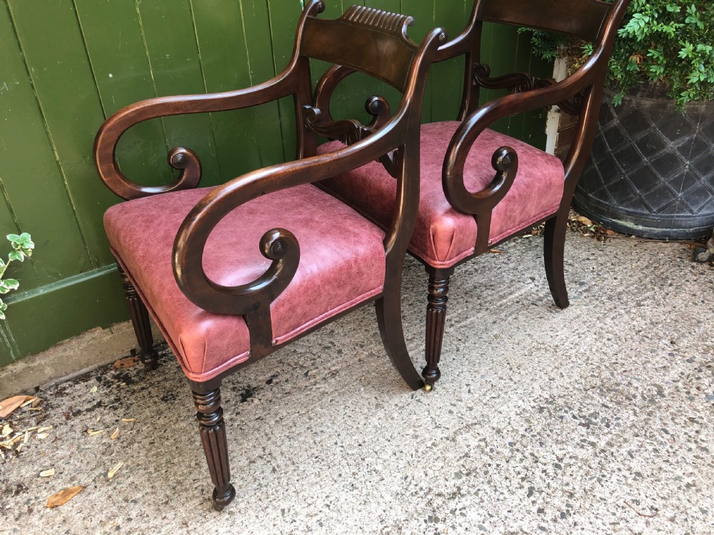 Pair of early C19th Regency period mahogany library ,desk or office armchairs. View XIX