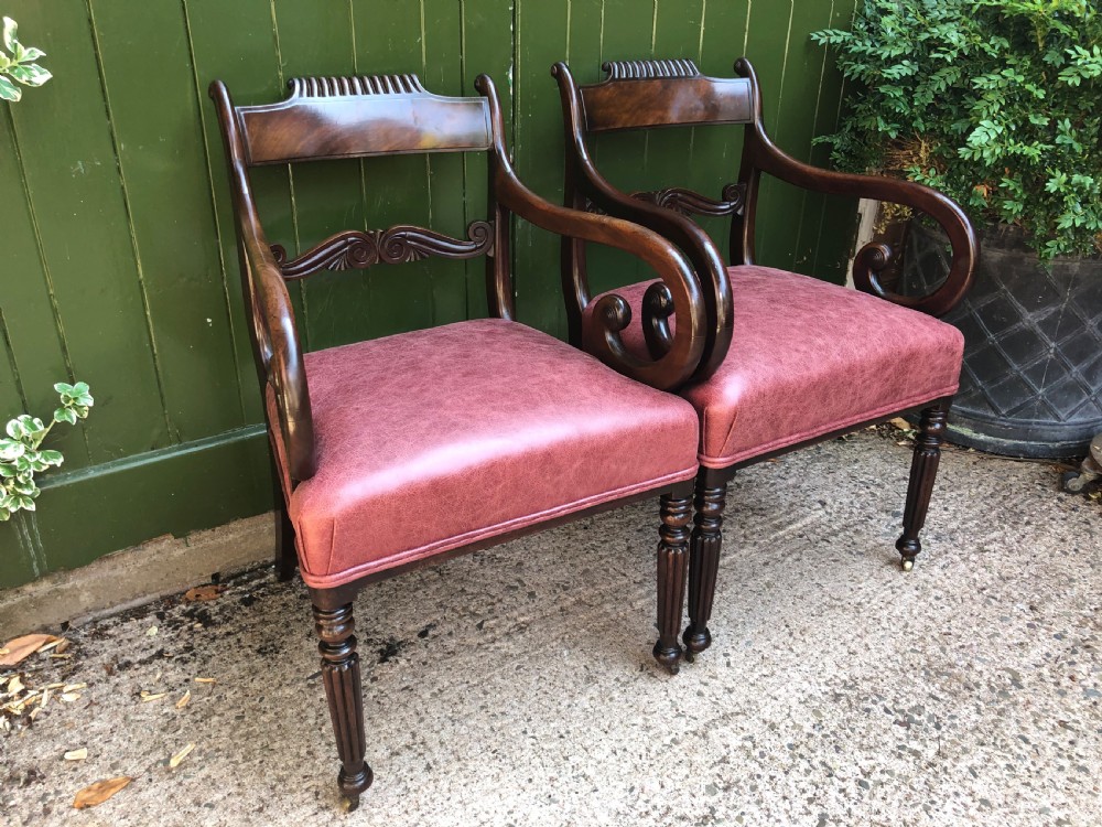 Pair of early C19th Regency period mahogany library ,desk or office armchairs. View XXIII
