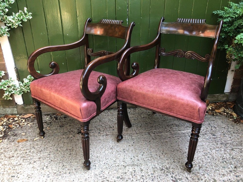 Pair of early C19th Regency period mahogany library ,desk or office armchairs. View XXIV
