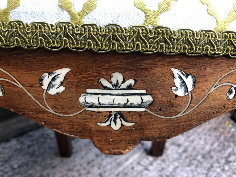 Pair of C18th Italian ivory-inlaid walnut side chairs. View XIII