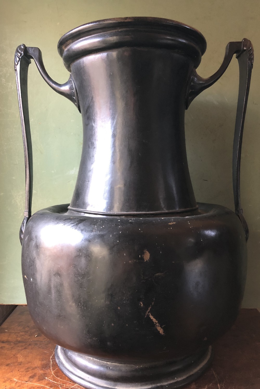 Rare mid C19th patinated bronzed copper vase of neo-classical design. View XIX