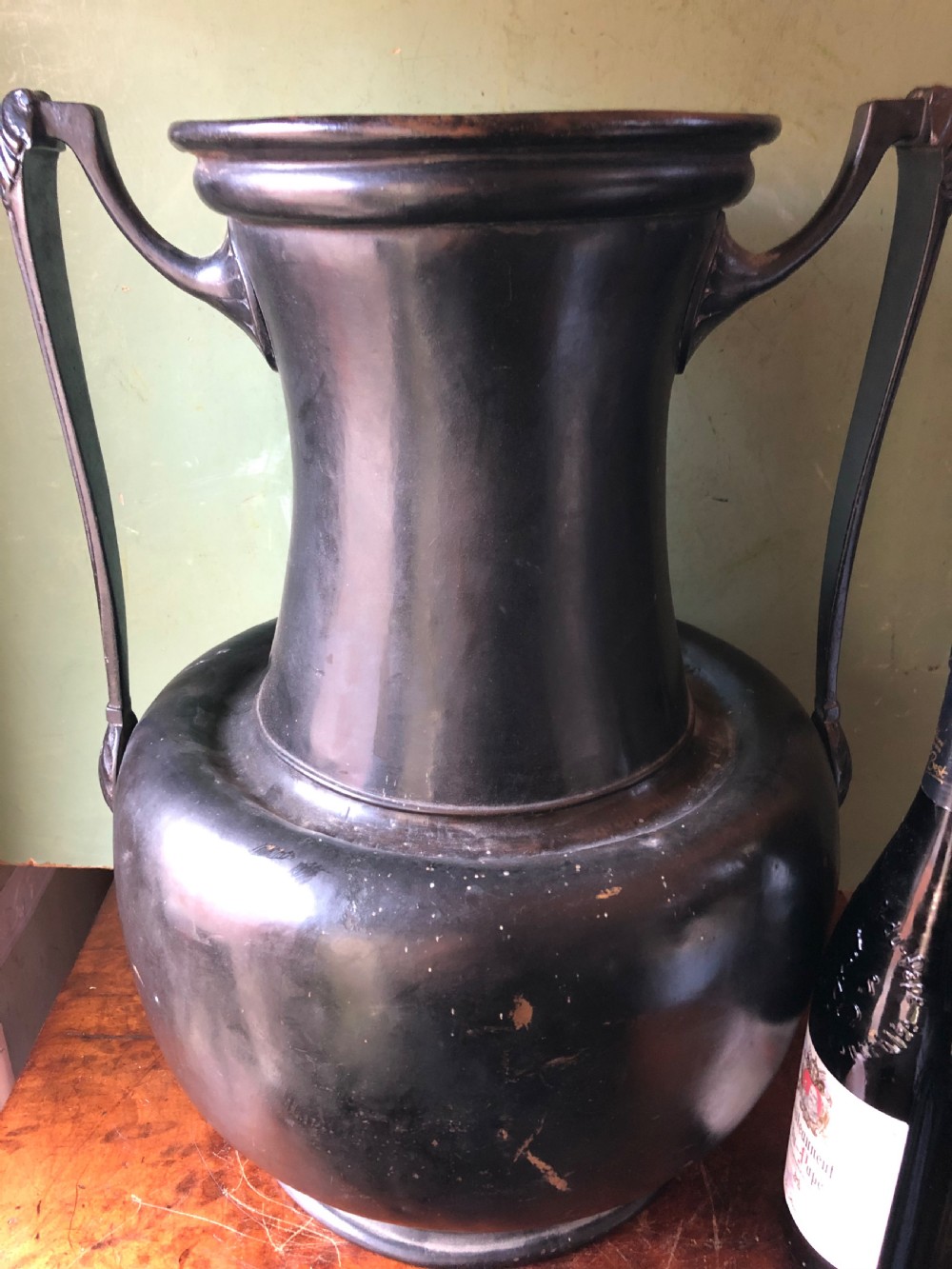 Rare mid C19th patinated bronzed copper vase of neo-classical design. View XXI