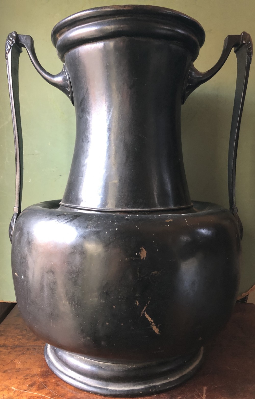 Rare mid C19th patinated bronzed copper vase of neo-classical design. View XXIII