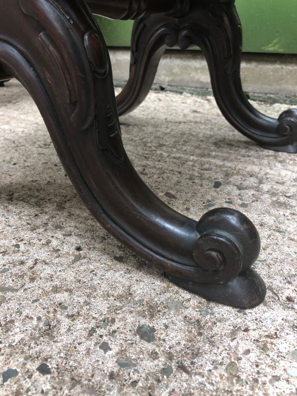 Pair of early C19th William IV period carved  rosewood stools of X-frame form . View III
