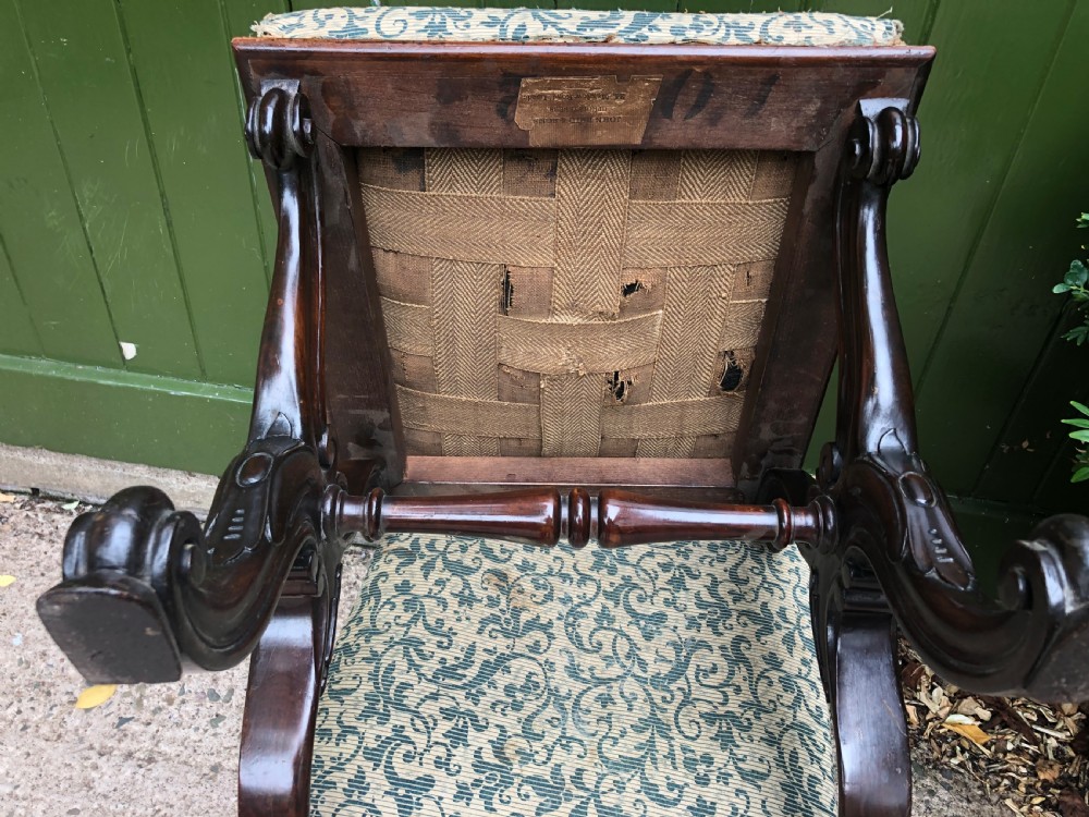 Pair of early C19th William IV period carved  rosewood stools of X-frame form . View VII