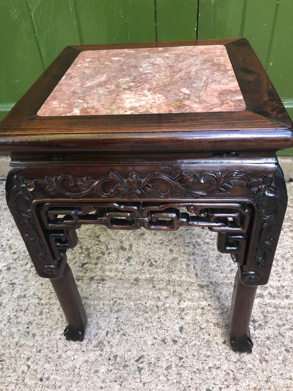 Pair of late C19th Chinese Qing Dynasty carved hardwood low jardiniere stands . View VII