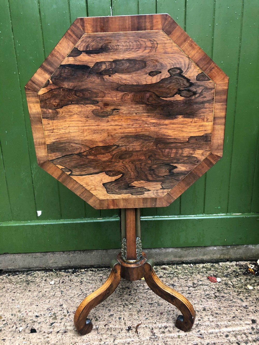 Early C19th Regency period brass-mounted rosewood octagonal topped occasional table . View II