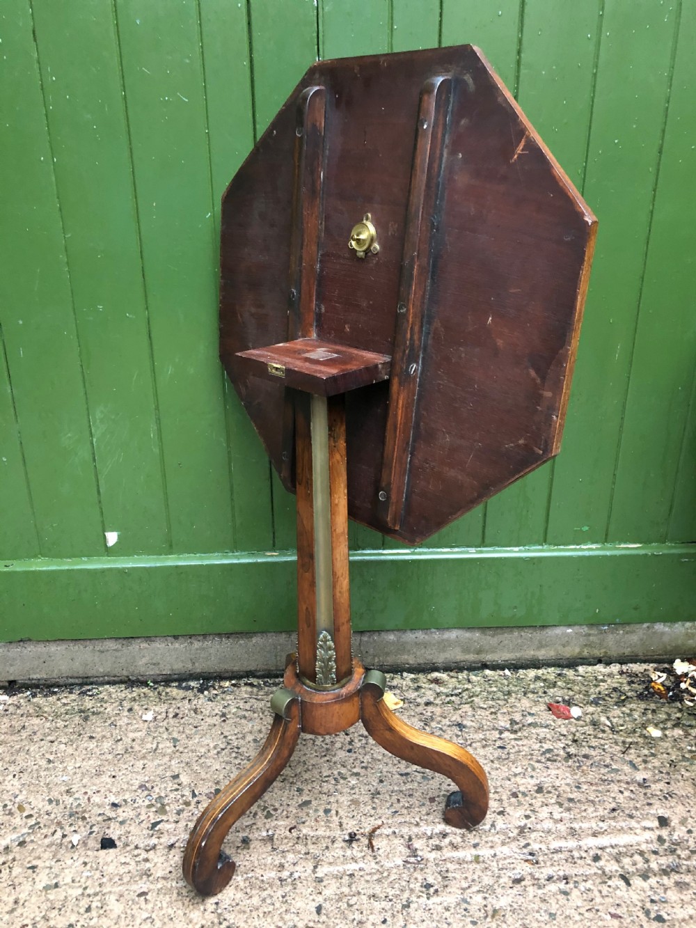 Early C19th Regency period brass-mounted rosewood octagonal topped occasional table . View III