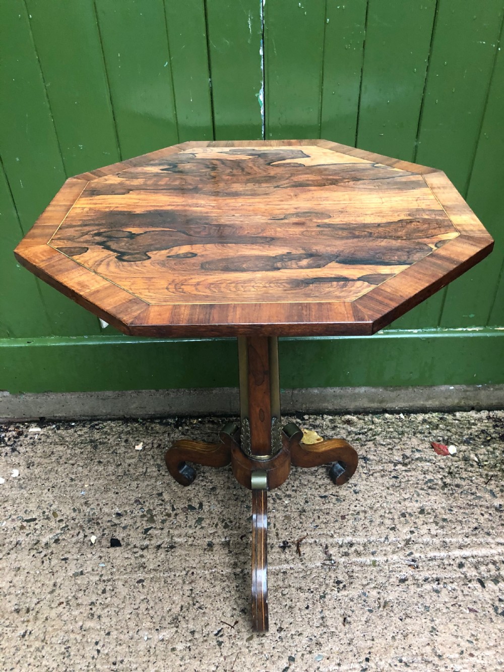 Early C19th Regency period brass-mounted rosewood octagonal topped occasional table . View IV