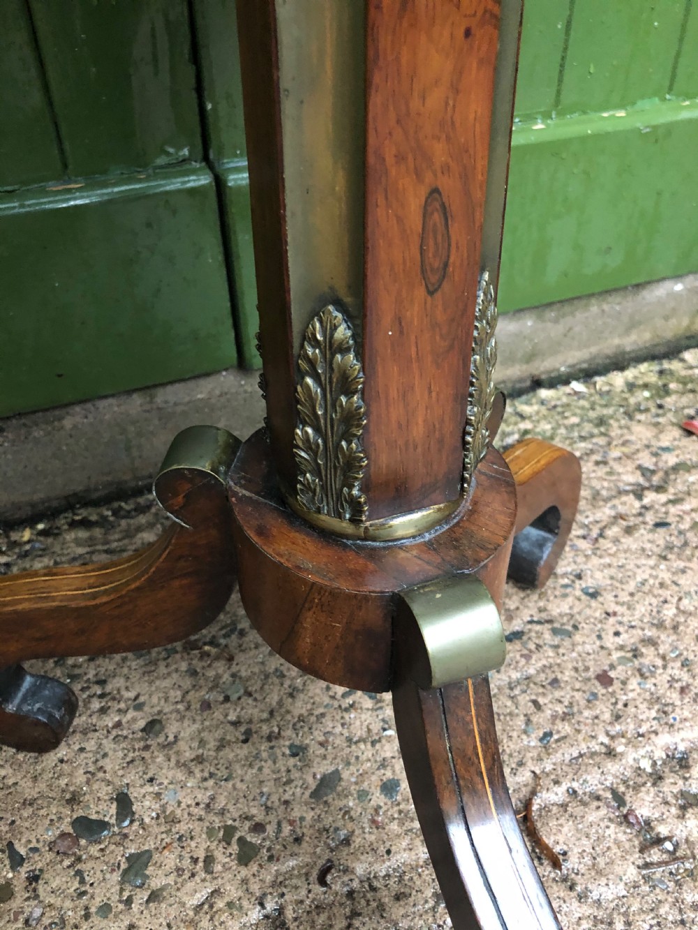 Early C19th Regency period brass-mounted rosewood octagonal topped occasional table . View VI