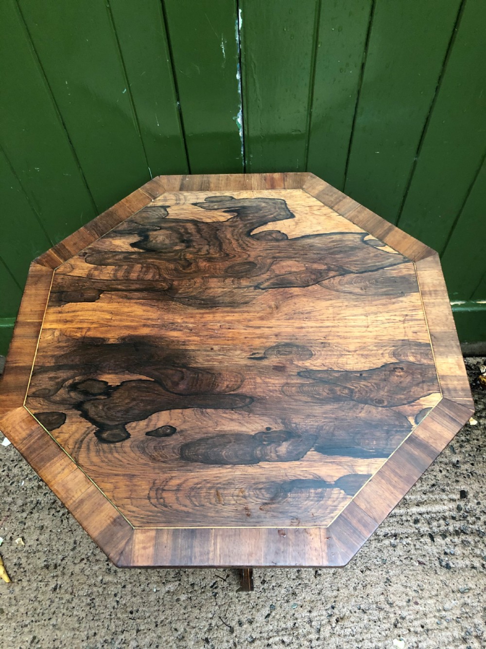 Early C19th Regency period brass-mounted rosewood octagonal topped occasional table . View VII