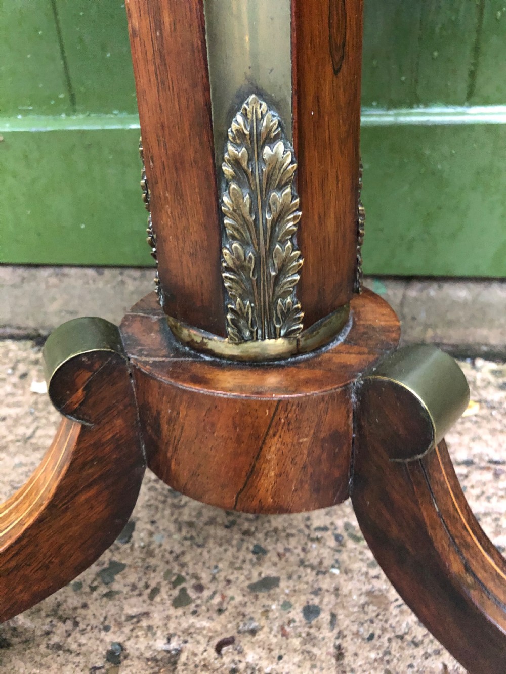 Early C19th Regency period brass-mounted rosewood octagonal topped occasional table . View IX