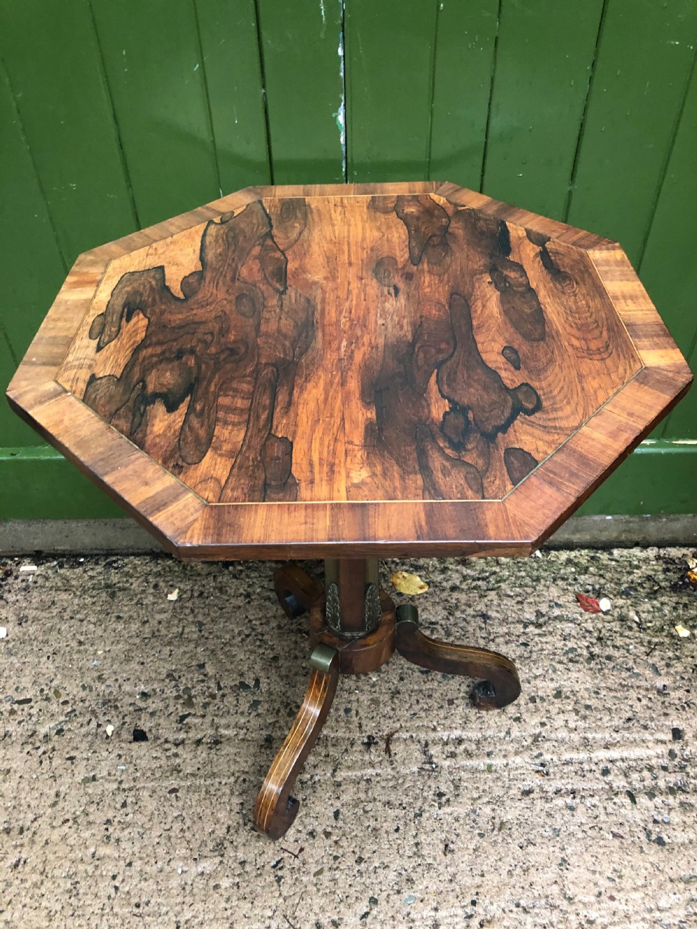 Early C19th Regency period brass-mounted rosewood octagonal topped occasional table . View XI