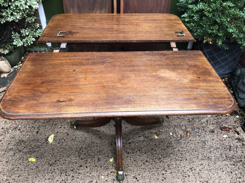Fine early C19th Regency period mahogany twin-pillar dining table. View XV