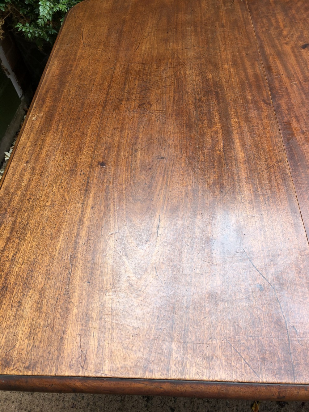 Fine early C19th Regency period mahogany twin-pillar dining table. View XXIX