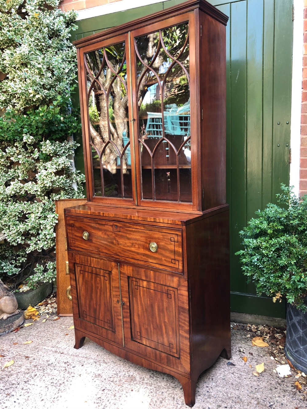 Early C19th late George III period mahogany secretaire bookcase . View III