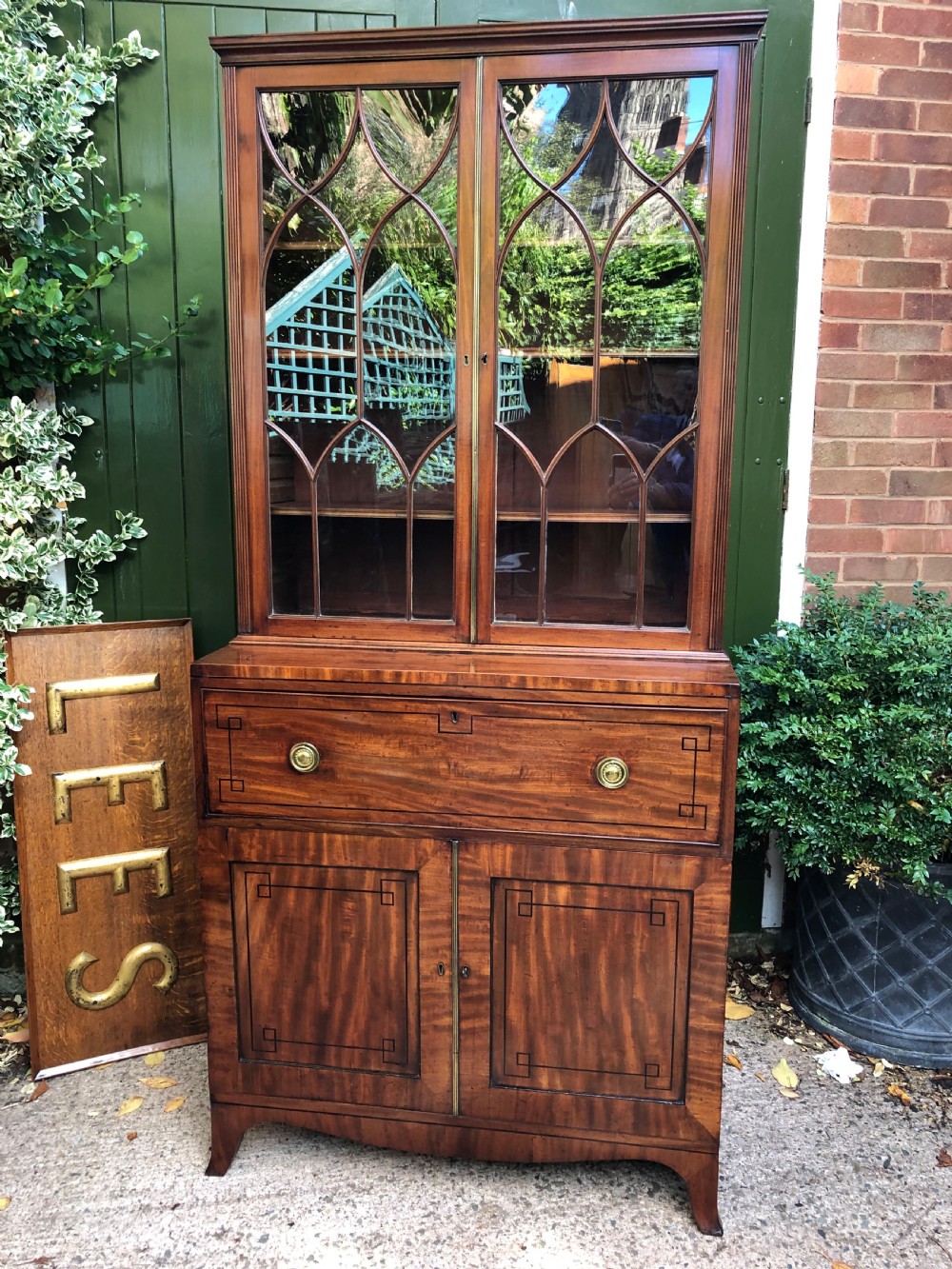 Early C19th late George III period mahogany secretaire bookcase . View IV