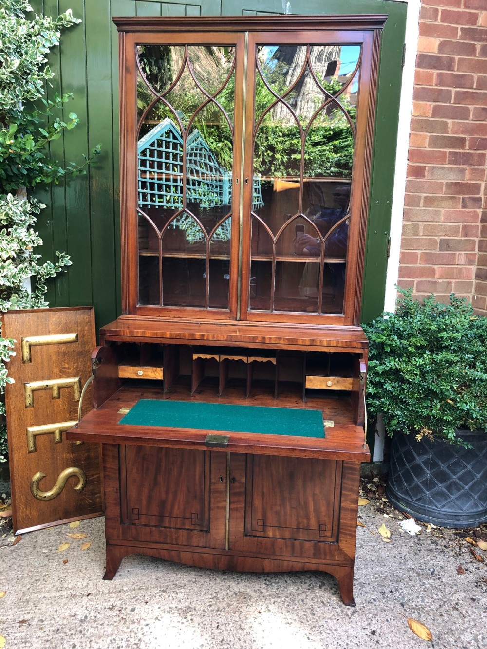 Early C19th late George III period mahogany secretaire bookcase . View VIII