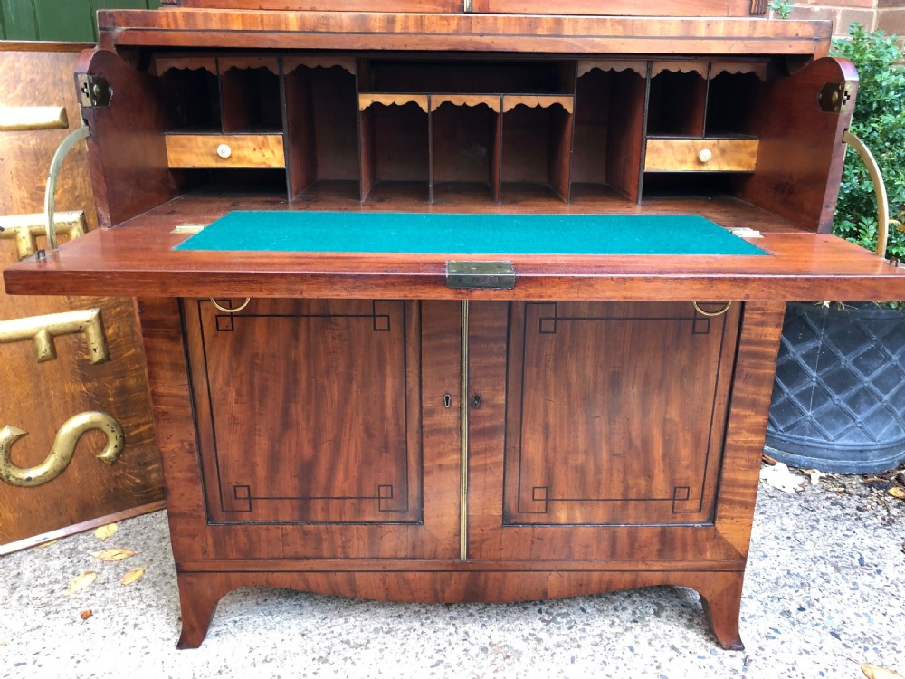 Early C19th late George III period mahogany secretaire bookcase . View IX