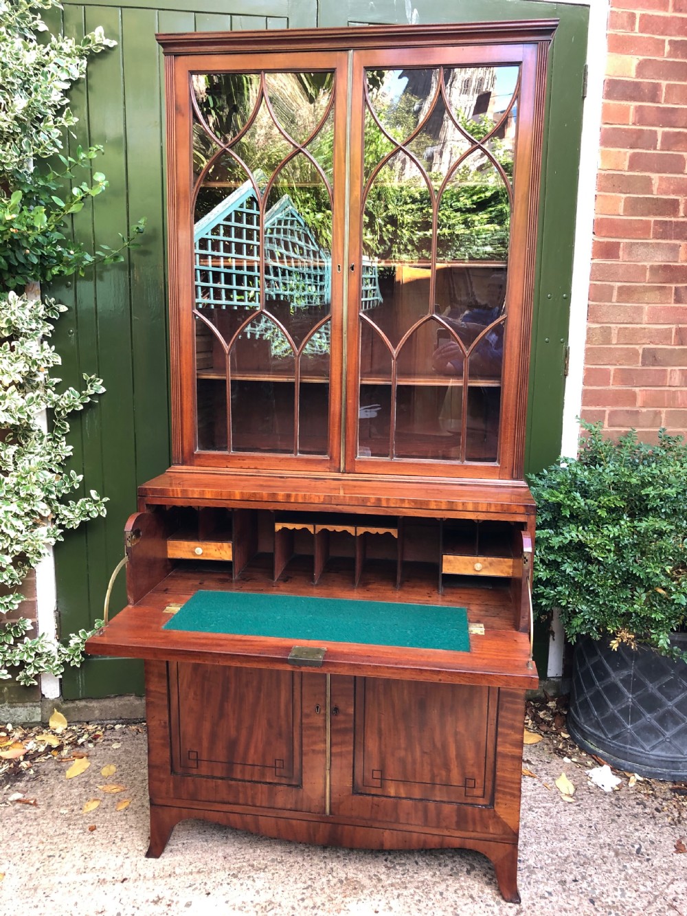 Early C19th late George III period mahogany secretaire bookcase . View X