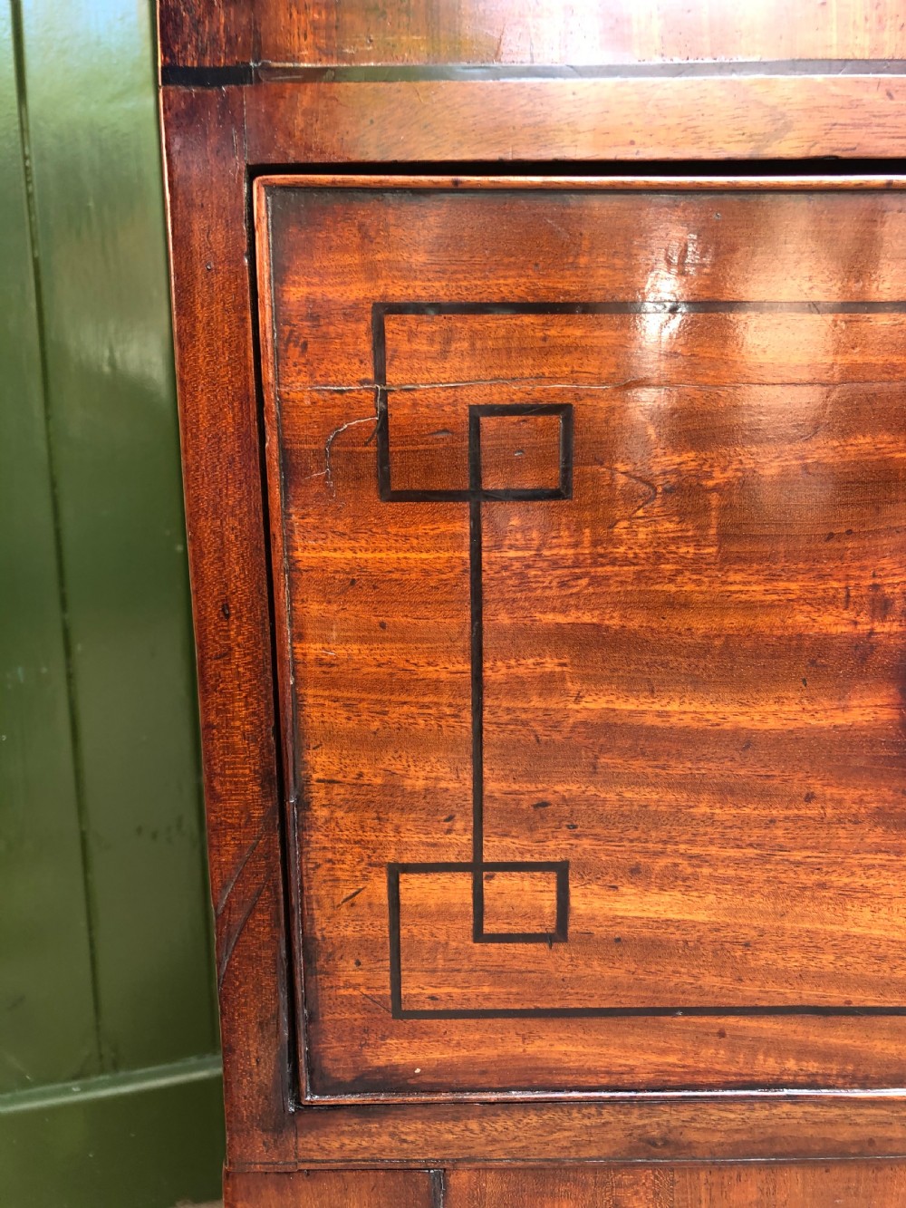Early C19th late George III period mahogany secretaire bookcase . View XIII