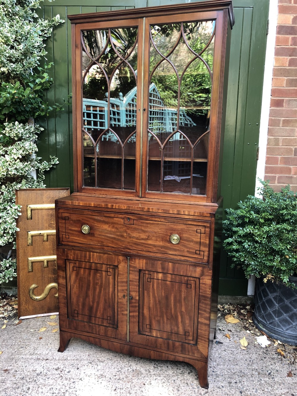 Early C19th late George III period mahogany secretaire bookcase . View XXIII