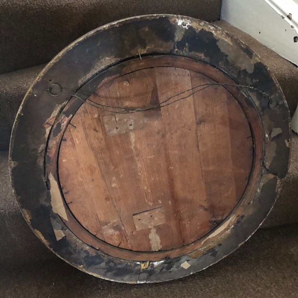 Early C19th Regency period gilt-wood framed convex mirror. View IV