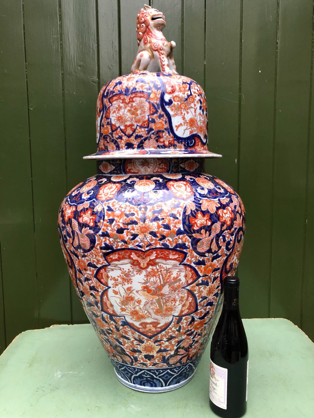 A magnificent large-scale C19th Japanese Meiji period porcelain vase and cover decorated in the Imari palette. View XIV