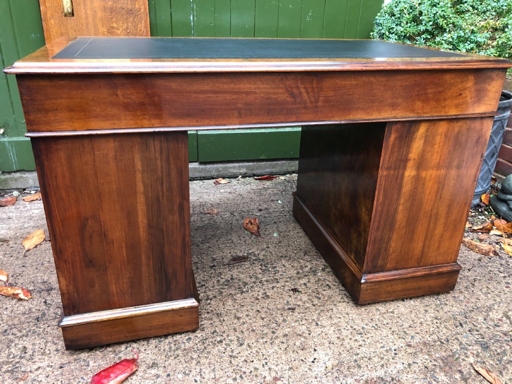 Mid C19th Victorian period burr walnut pedestal writing desk . View XII