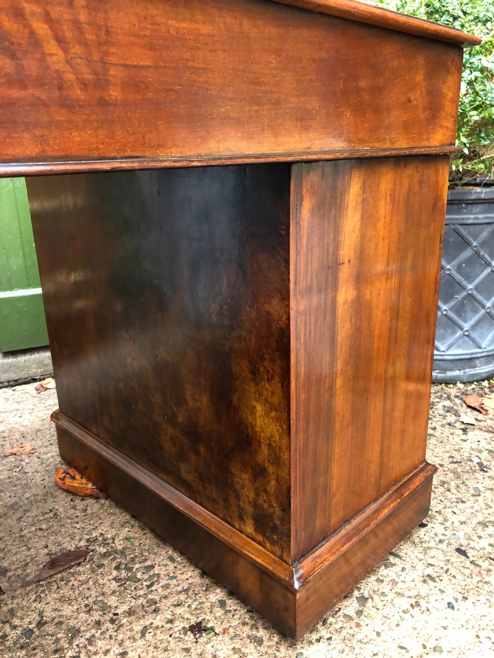 Mid C19th Victorian period burr walnut pedestal writing desk . View XIII