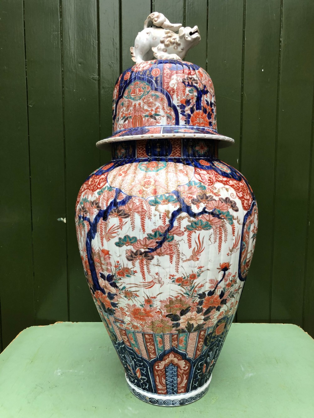 Imposing large-scale mid C19th Japanese porcelain vase and cover in the Imari palette . View II