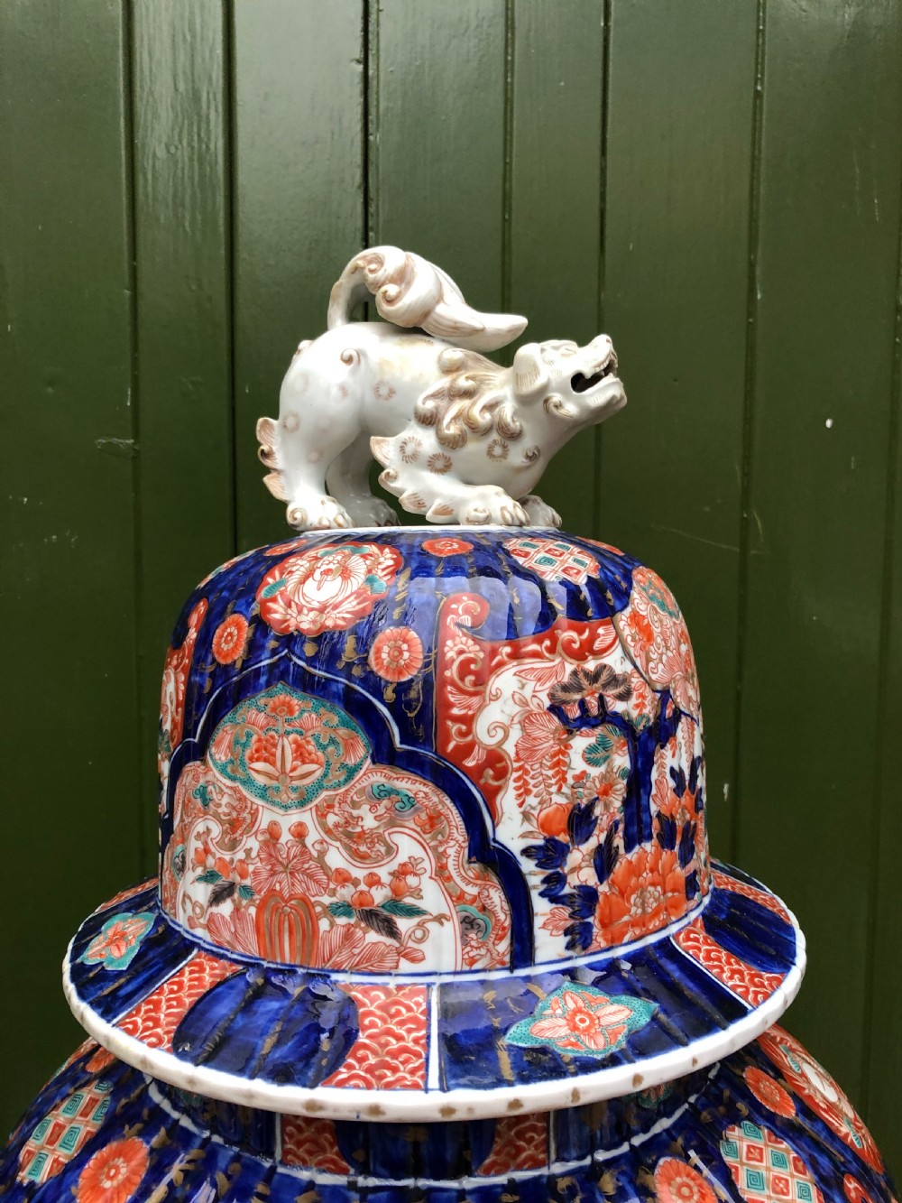 Imposing large-scale mid C19th Japanese porcelain vase and cover in the Imari palette . View IV