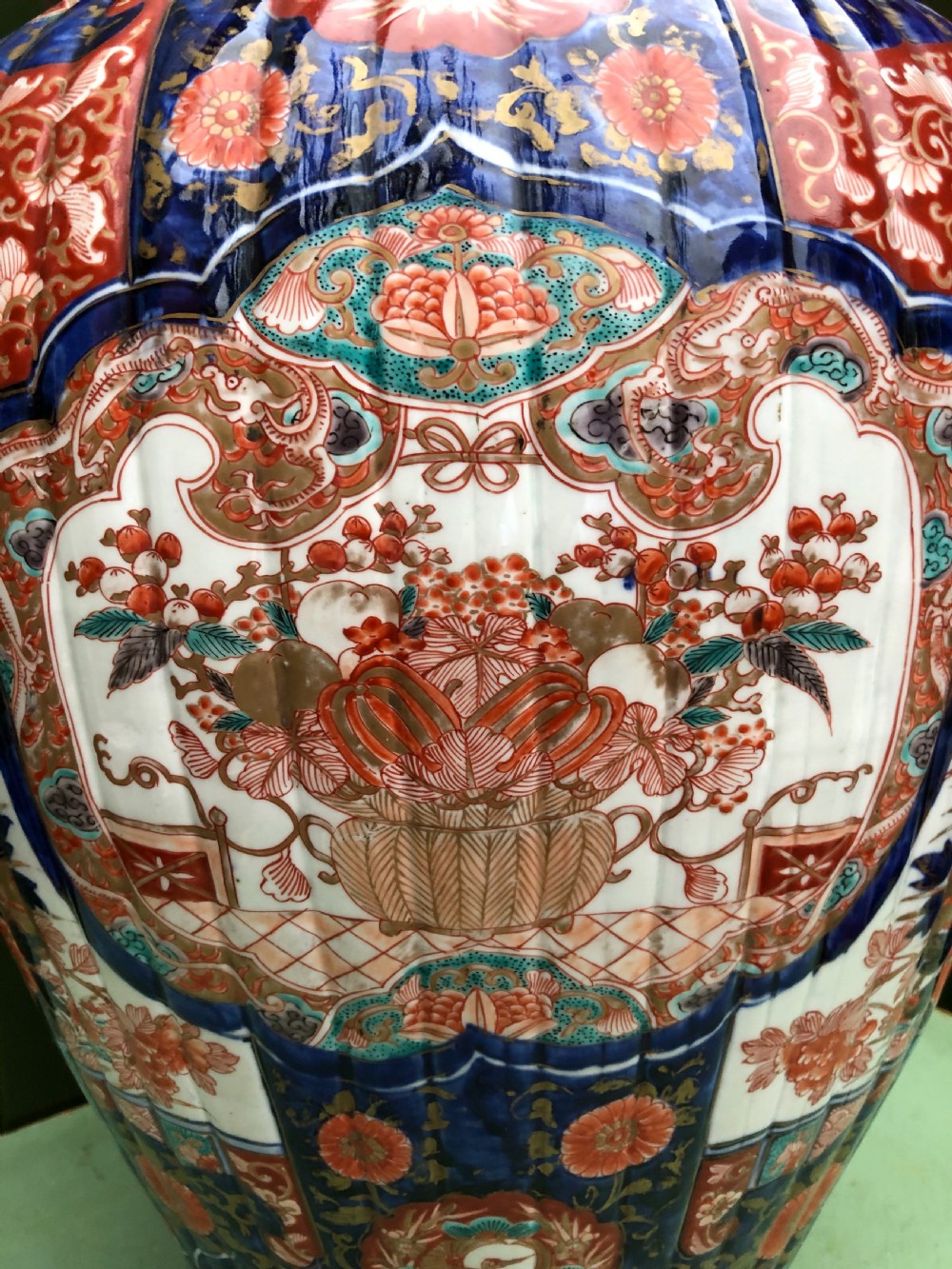 Imposing large-scale mid C19th Japanese porcelain vase and cover in the Imari palette . View VI