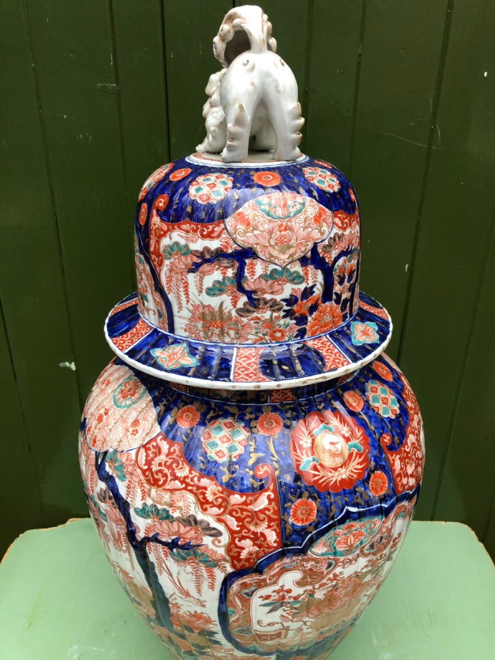 Imposing large-scale mid C19th Japanese porcelain vase and cover in the Imari palette . View VII