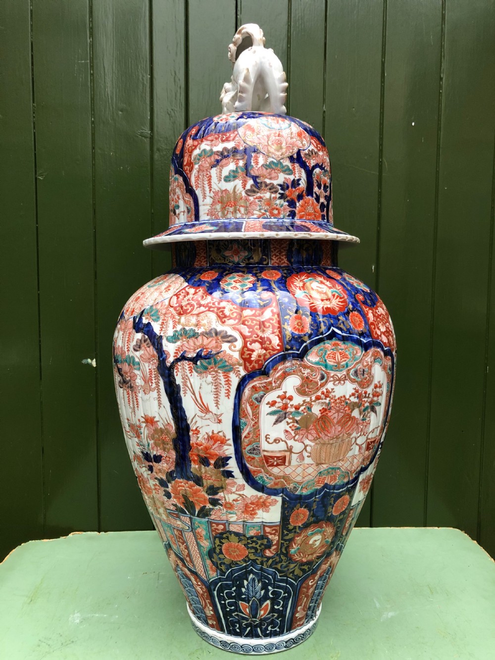 Imposing large-scale mid C19th Japanese porcelain vase and cover in the Imari palette . View IX