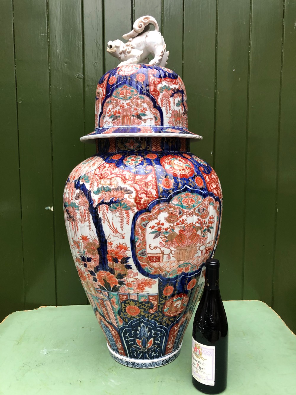 Imposing large-scale mid C19th Japanese porcelain vase and cover in the Imari palette . View XIV