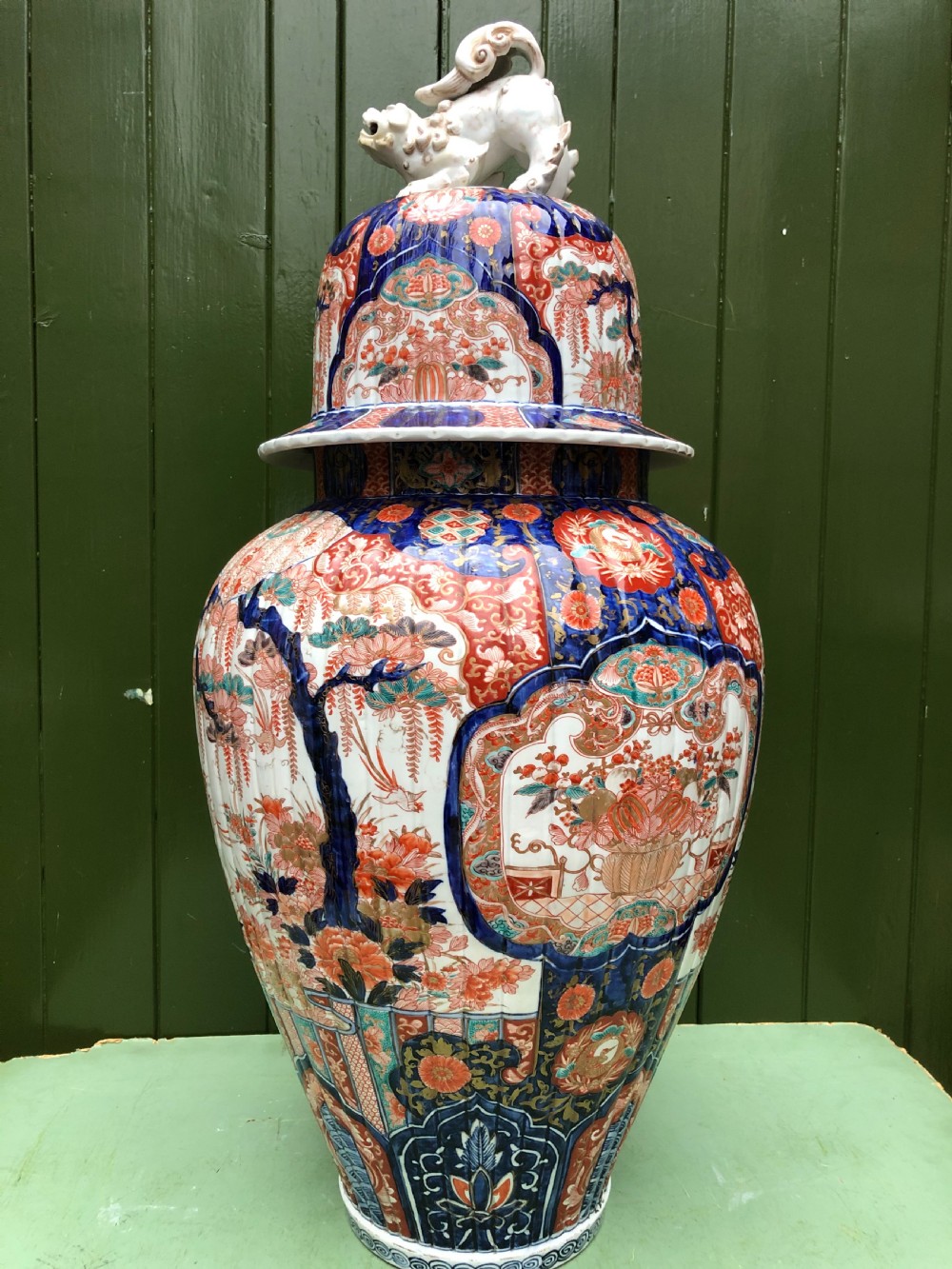 Imposing large-scale mid C19th Japanese porcelain vase and cover in the Imari palette . View XV