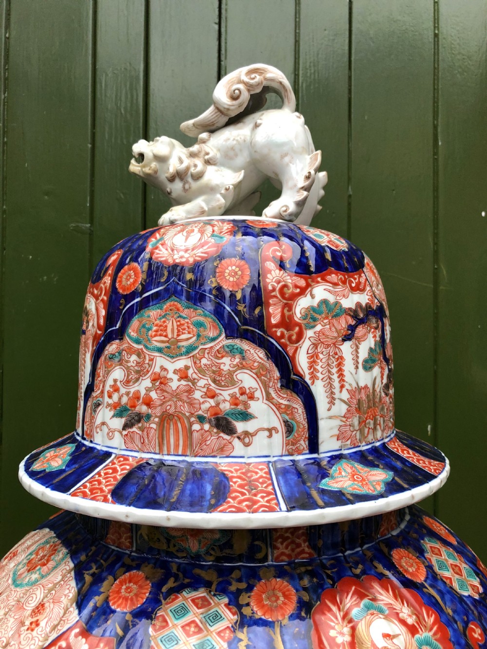 Imposing large-scale mid C19th Japanese porcelain vase and cover in the Imari palette . View XVI