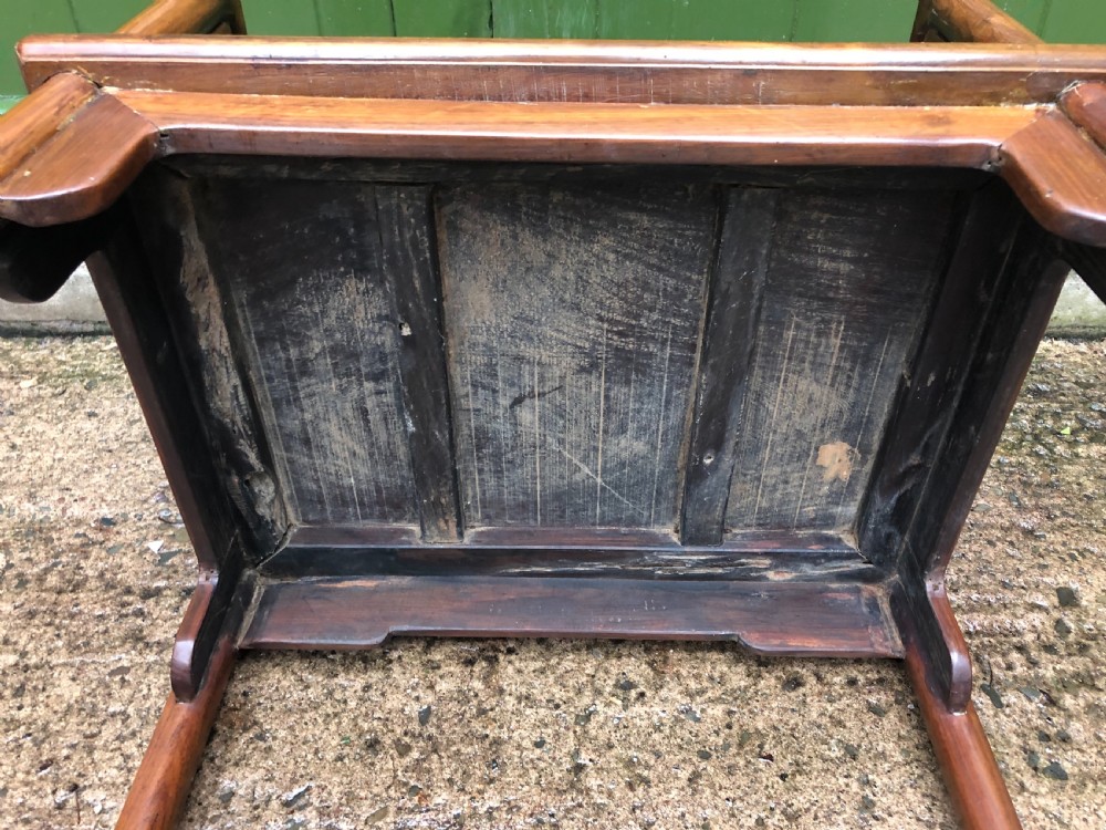 Pair of late C19th Chinese Qing Dynasty hardwood armchairs of unusual design. View XI