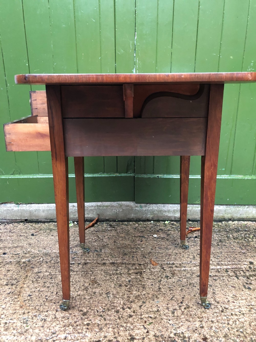 Early C19th late George III period rosewood drop-leaf sewing or work table . View IX