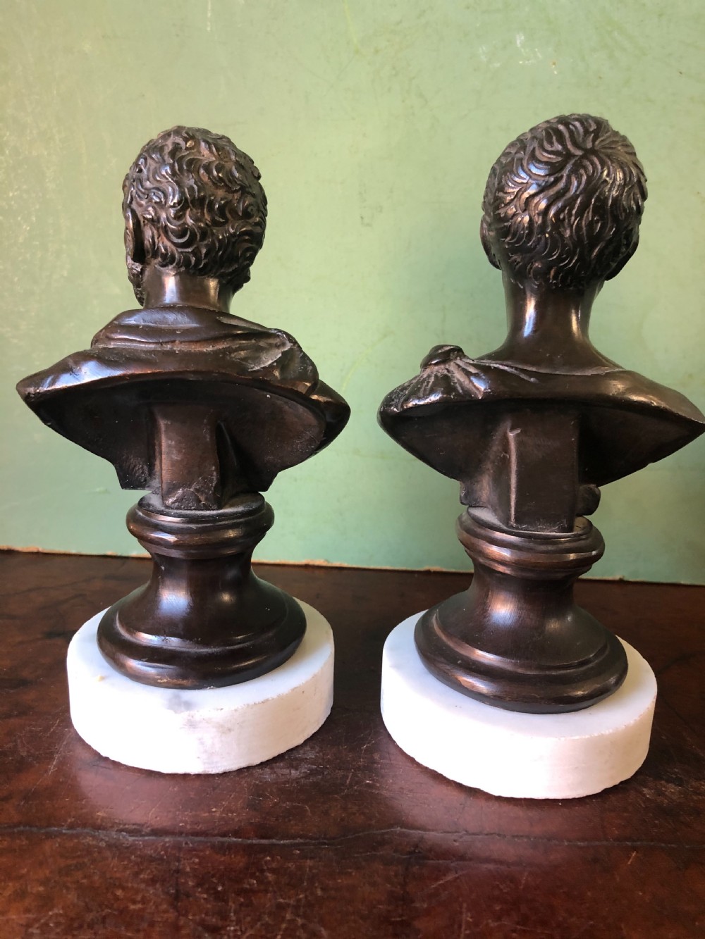 Pair of C19th Italian bronze ‘Grand Tour’ souvenir bust studies of the Roman Emperors Caracalla and Julius Caesar . View IX