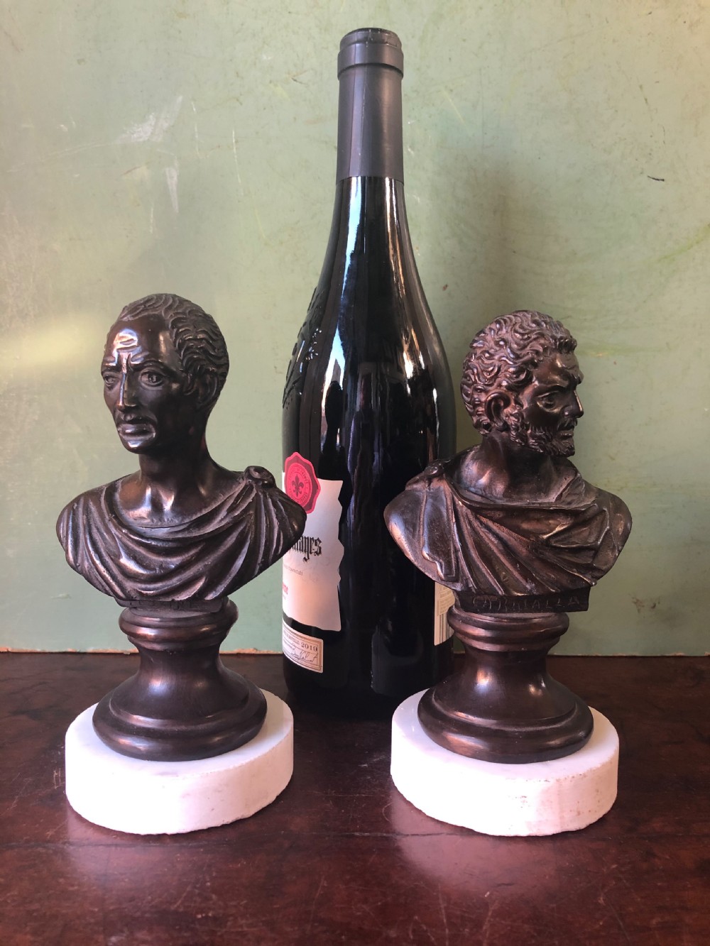 Pair of C19th Italian bronze ‘Grand Tour’ souvenir bust studies of the Roman Emperors Caracalla and Julius Caesar . View XI