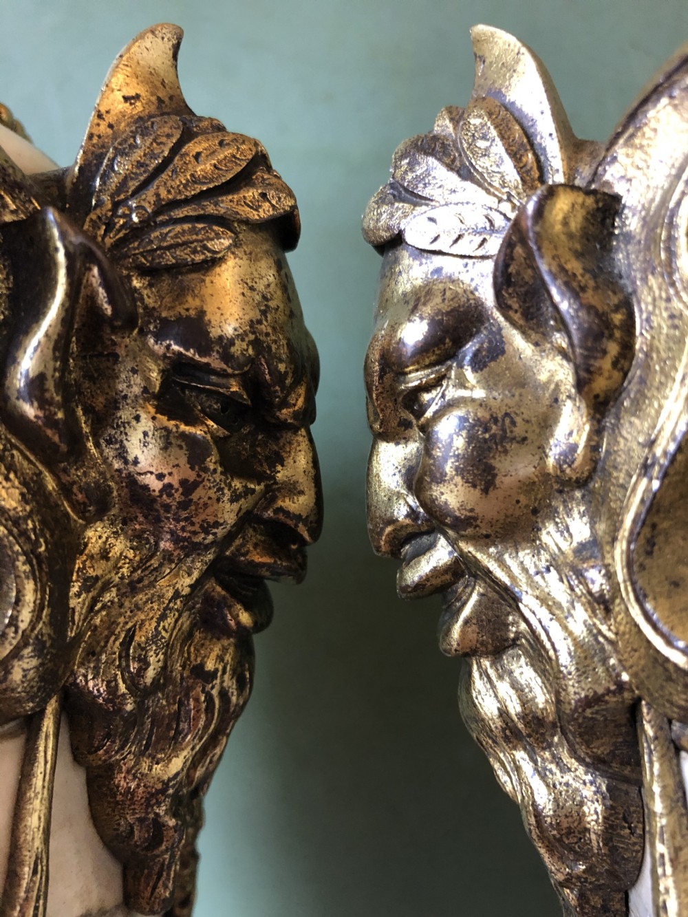 Impressive large scale pair of late C19th French ormolu mounted marble vases or cassolettes in the Louis XVI style . View XV
